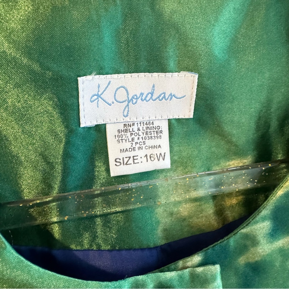 K. Jordan Maxi Coat & Dress Avant Garde Blue Green Floral Satin Set 16W - Picture 8 of 14